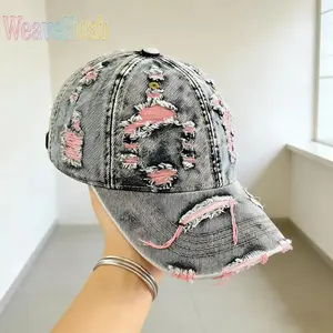 Retro Washed Ripped Denim Baseball Cap for Men & Women, Trendy Vintage Casual Sun Hat with UV Protection, Breathable Outdoor Sun Protection Essential for Daily Commute, Hiking, Travel & Streetwear, Stylish Distressed Denim Cap for All-Season Everyday Wear