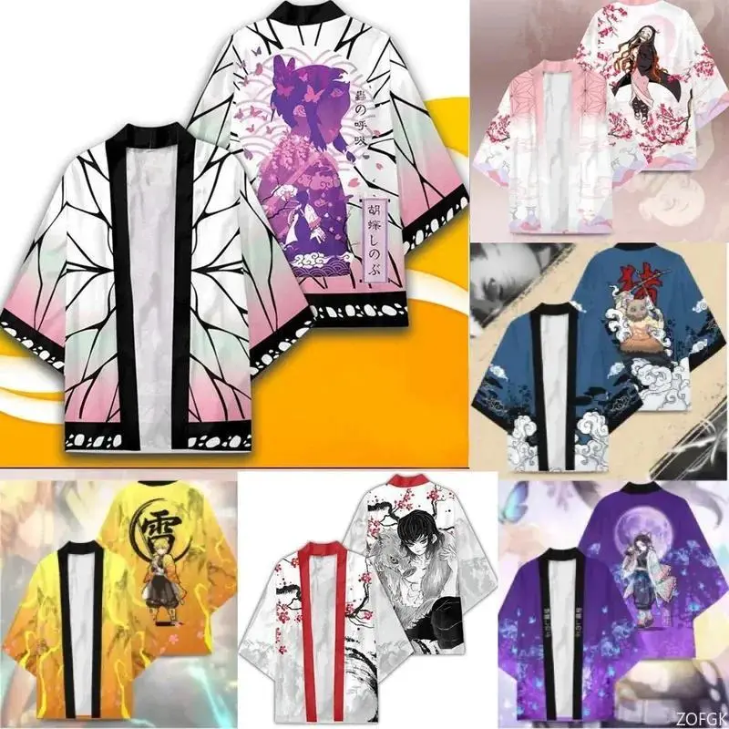 Summer Devil Killer Cosplay Male Japanese Anime 3D Printed Casual Half Sleeved Top Cardigan