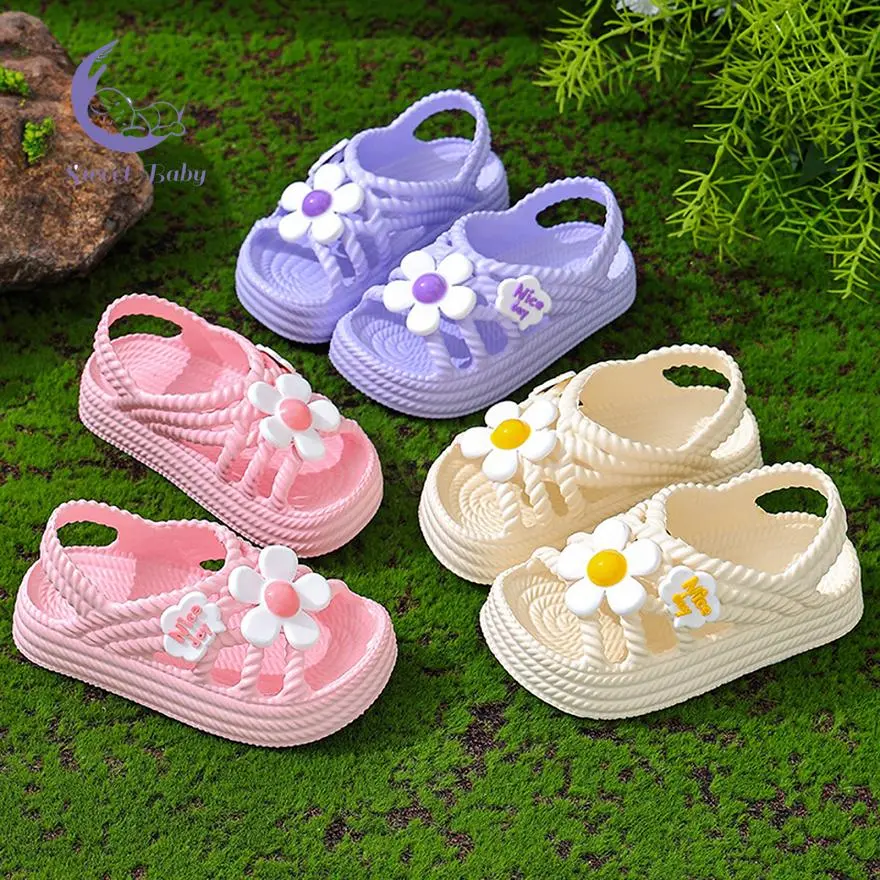 Little Girl Summer EVA Sandals Anti-slip Soft Sole Flower Shoes for Outdoor, School, Party