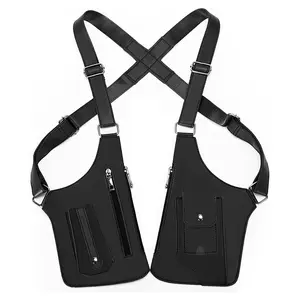 Leather Body Strap with Hidden Organizer Adjustable Underarm Wear Multi Compartment Wallet for Cards Cash Essentials for Men and Women