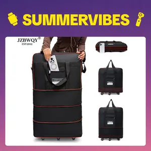 JZBWQY 100L Expandable Foldable Lightweight Rolling Luggage - 360° Universal Wheels Zip Garment Duffle Bag, Personal Item Carry On Bags for Moving & Weekend Getaways,summervibes