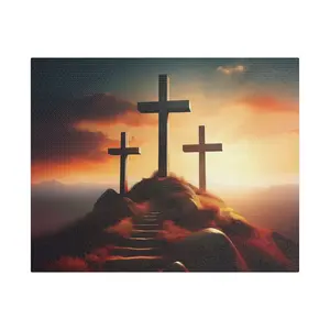 3 Crosses Scene Canvas with Wooden Inner Frame Polyester Material for Indoor Use Horizontal & Vertical Options Available