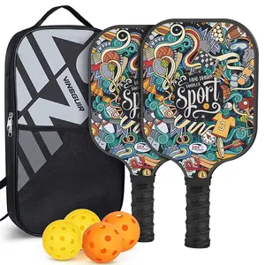 Vinsung Pickleball Paddles Set of 2 USAPA Approved Fiberglass Surface Rackets with 4 Balls & Bag Ideal Training Equipment Gift for Men Women Unisex