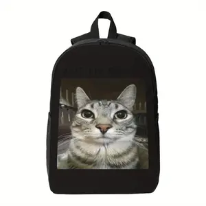 Wanit i'm goated Backpack - Large Capacity School Bag with Zipper Closure, Spacious Laptop compartment - Cute cat face design (Black) Backpack for College, Travel, Work