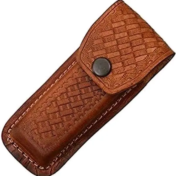 Leather Knife 4.5 Holster with Belt Buckel- Holding Sheath for Pocket Knives, Folding Knife Compact Draw EDC Knife Holster, Brown Kitchen Storage