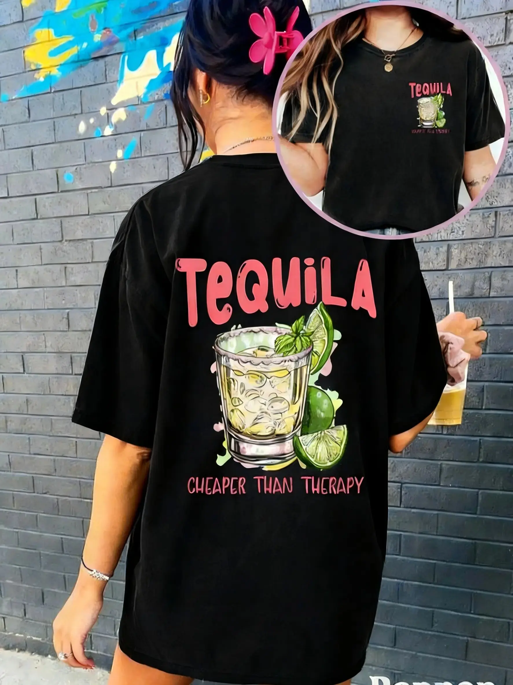Women's Cotton Tequila T-Shirt, Funny Drinking Tee Gift for Tequila Lovers, Budget-Friendly Alternative to Therapy, Summer Daywear Top