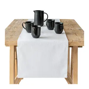 over&back Woven Chambray Cotton Table Runner- M achine Washabl