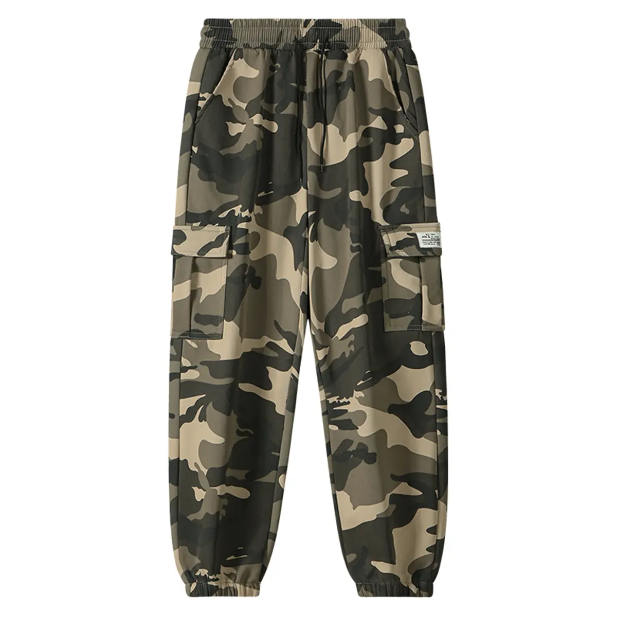 Men's Casual Camouflage Work Pants Elastic, Fashion, Daily, Dual Purpose Menswear with Adjustable Drawstring Waistband, Multiple Pockets, Loose Fit for Spring Autumn Outdoor, Street Wear, Elastic Men's Pants, Fashion Men's Pants