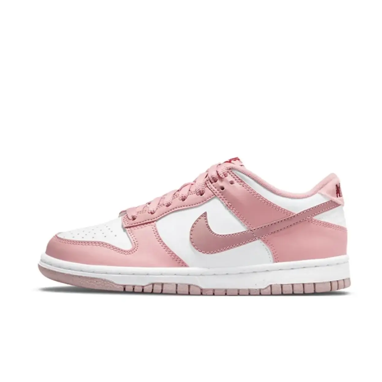 Women's Nike Dunk Low Pink Velvet Sneakers - Colorblock, Supportive Cushioning, Closed Athletic Training Shoes, Lightweight Casual, Rubber Outsole, Classic Hoops Heritage Look, Sneakers for Back to School