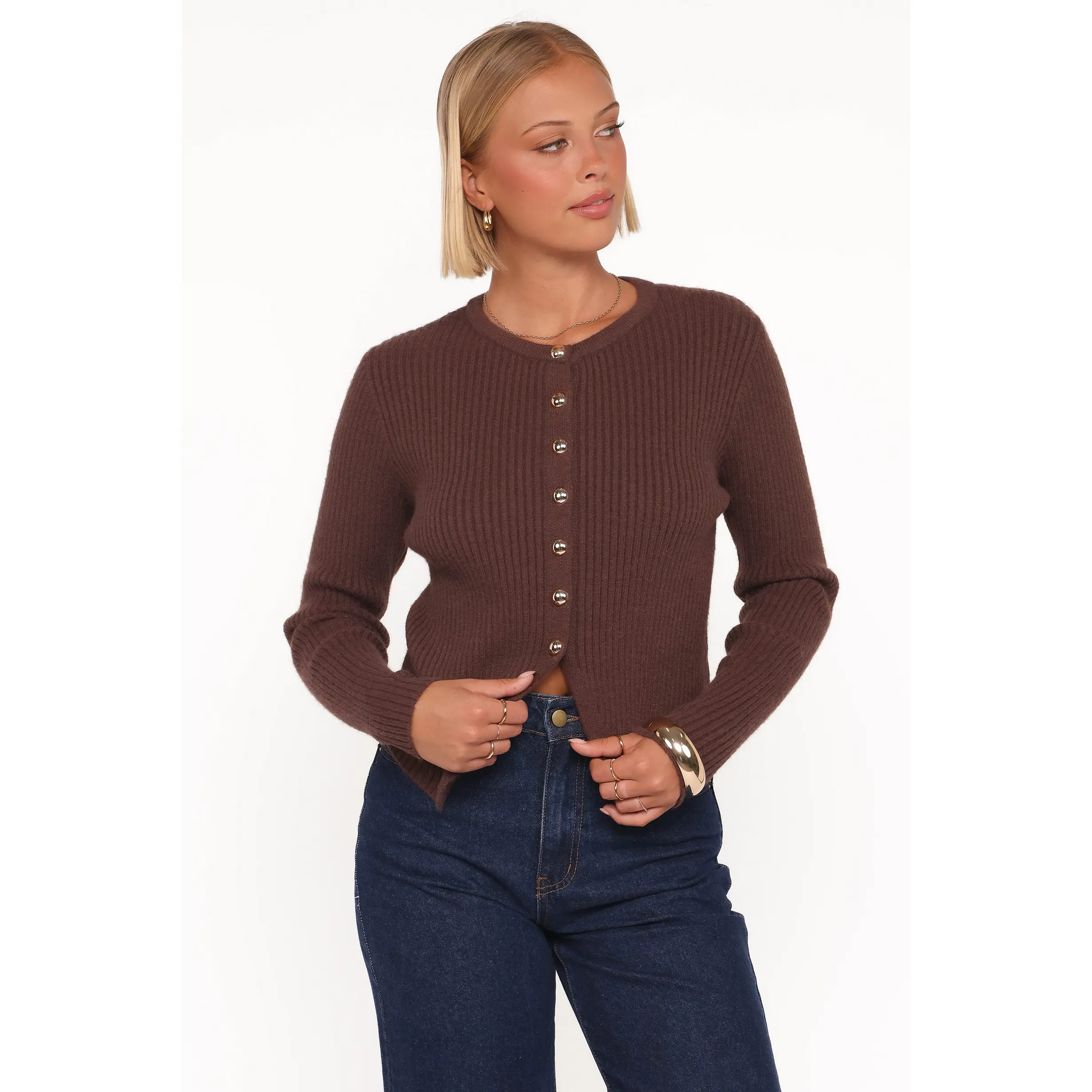 Circe Cardigan Top - Chocolate