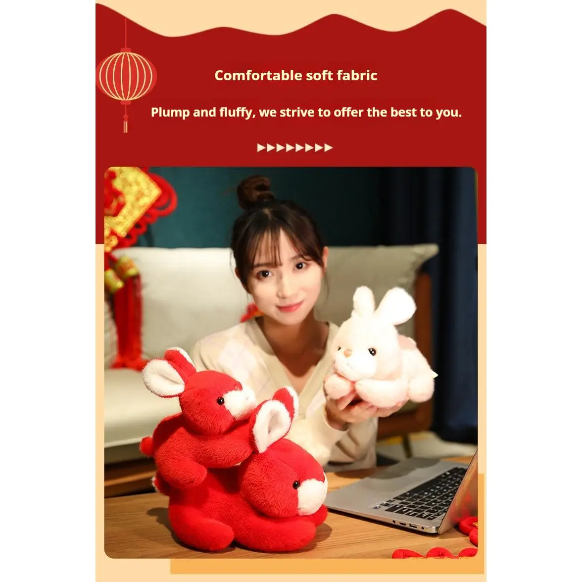 Cute White Rabbit Plush Doll - Comfortable Soft Fabric Kids Plush & Stuffed Animal Simulation Toy for Children, Ideal Mid-Autumn Festival Gift, Kids Plush & Stuffed Toys