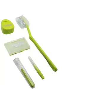 Oral care Braces  Orthodontic Kit Pocket Green Compact Oral Care Set with Toothbrush Floss Wax Threaders Interdental Brush & Case High-Quality Cleanser USA Made Cleansing