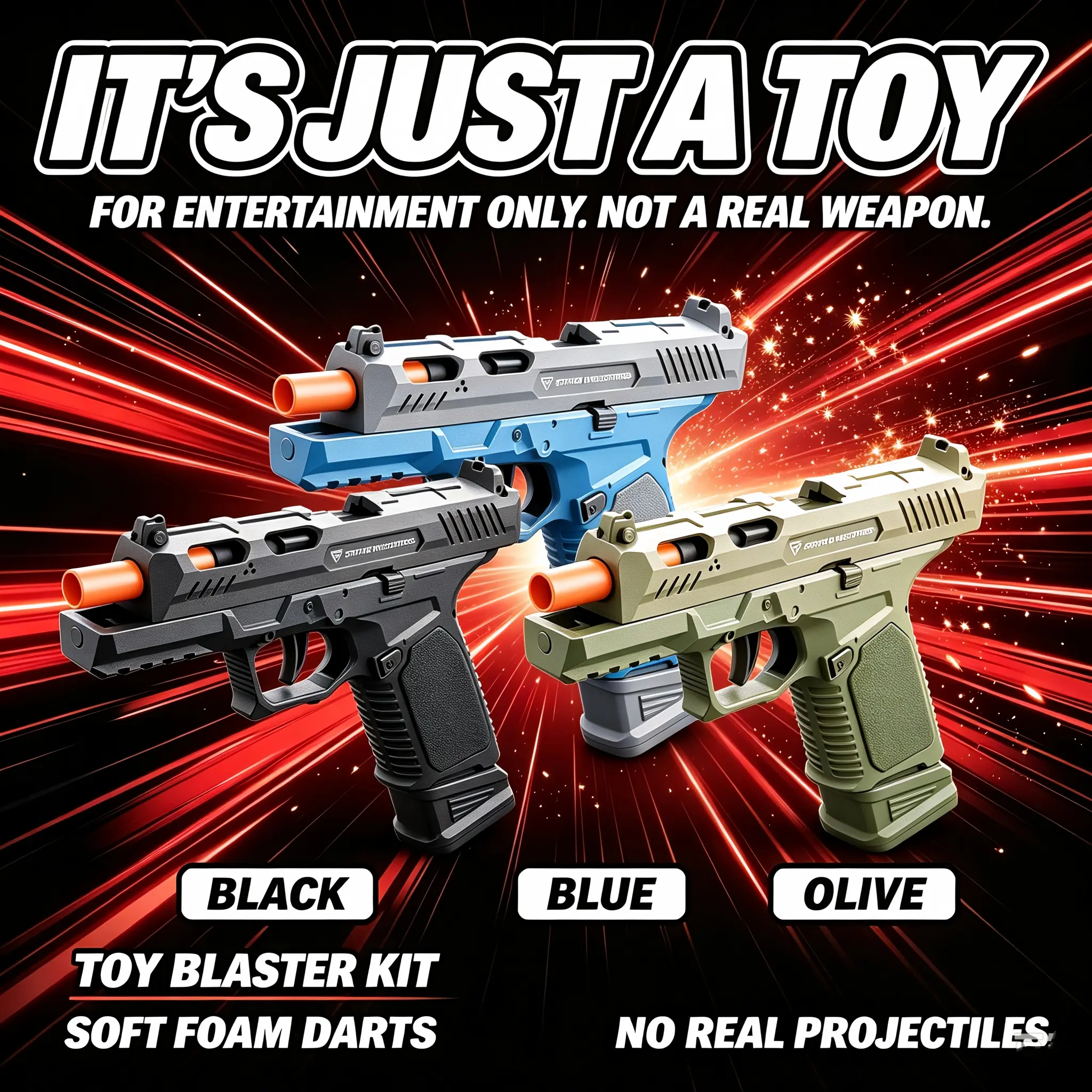 Shell Ejecting SIG17 Foam Dart Toy Blaster, Mechanical Dummy Plastic Shell, Safe Orange Tip, Outdoor Backyard Recreational Birthday Gift For Teen Boys Age 14+