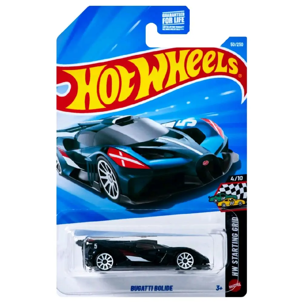 Hot Wheels Bugatti Bolide Diecast Toy - HW Starting Grid Series, Blue-Black Collectible Racing Model Car for Fans, Ideal for Model Cars Enthusiasts