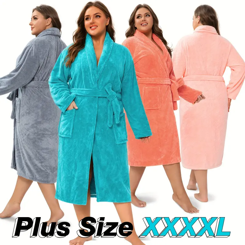 1 Pc Large Size Plus Size Women's Bathrobe - Dressing Gown, Soft Coral Fleece, Super Absorbent Bath Towel Style, Quick-Drying, Soft Skin-Friendly, Comfortable Breathable for Home, Hotel & Travel