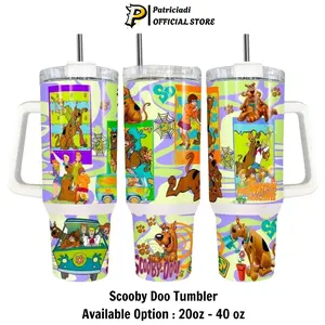 Scooby Doo Mystery Machine Cartoon Tumbler 20oz-40oz Stainless Steel, Double Wall Insulated, With Handle & Straw – Funny Gift for Scooby Doo Lovers & Fans