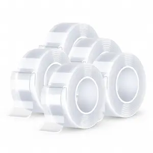 Heavy Duty Nano Double Sided Adhesive Tape 9.85FT x 5PCS Clear Mounting Strips for Picture Hanging & DIY Crafts.Summervibes