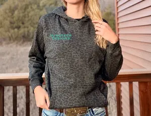 Aces Bronc Black Leopard Hoodie -Teal