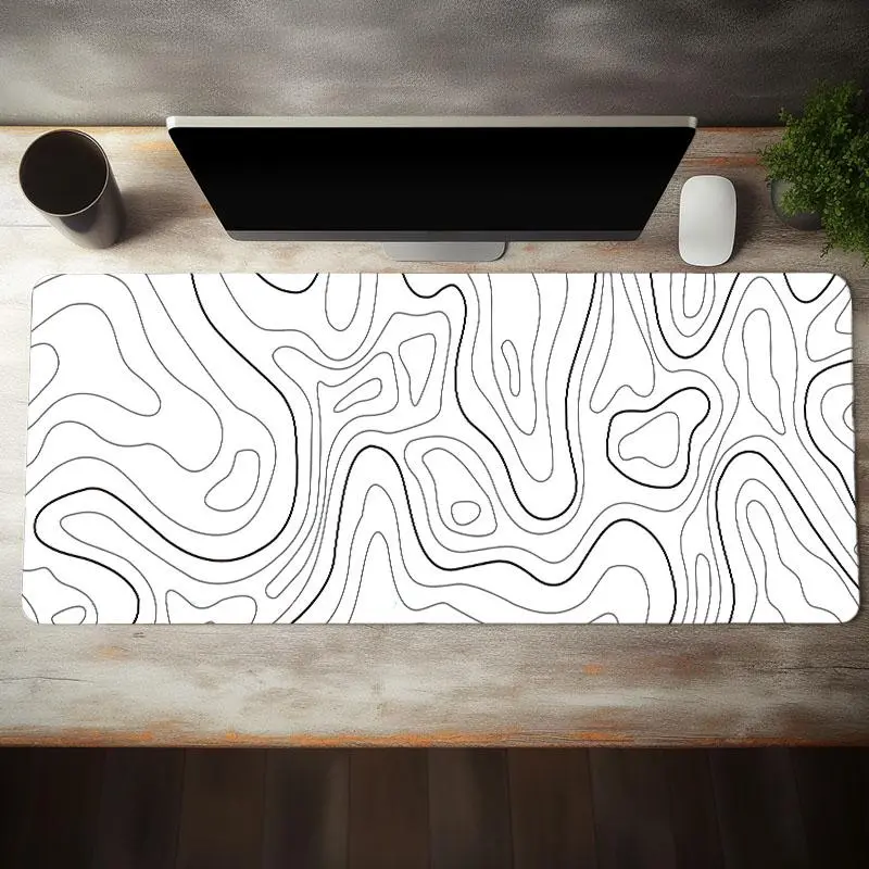 Abstract Geometric Pattern Mouse Pad, 1 Count Large Gaming Mouse Pad, Non-slip Rubber Base Stitched Edge Desk Pad, Office Desk Accessories, Gaming Desk Accessory, Corporate Work Desk Accessories, Desk Supplies, Computer Desk Accessories