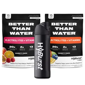 Wellness Starter Kit - 2 Better Than Water variety packs (1x Tropical, 1x Citrus) plus a FREE, 32oz, insulated water bottle