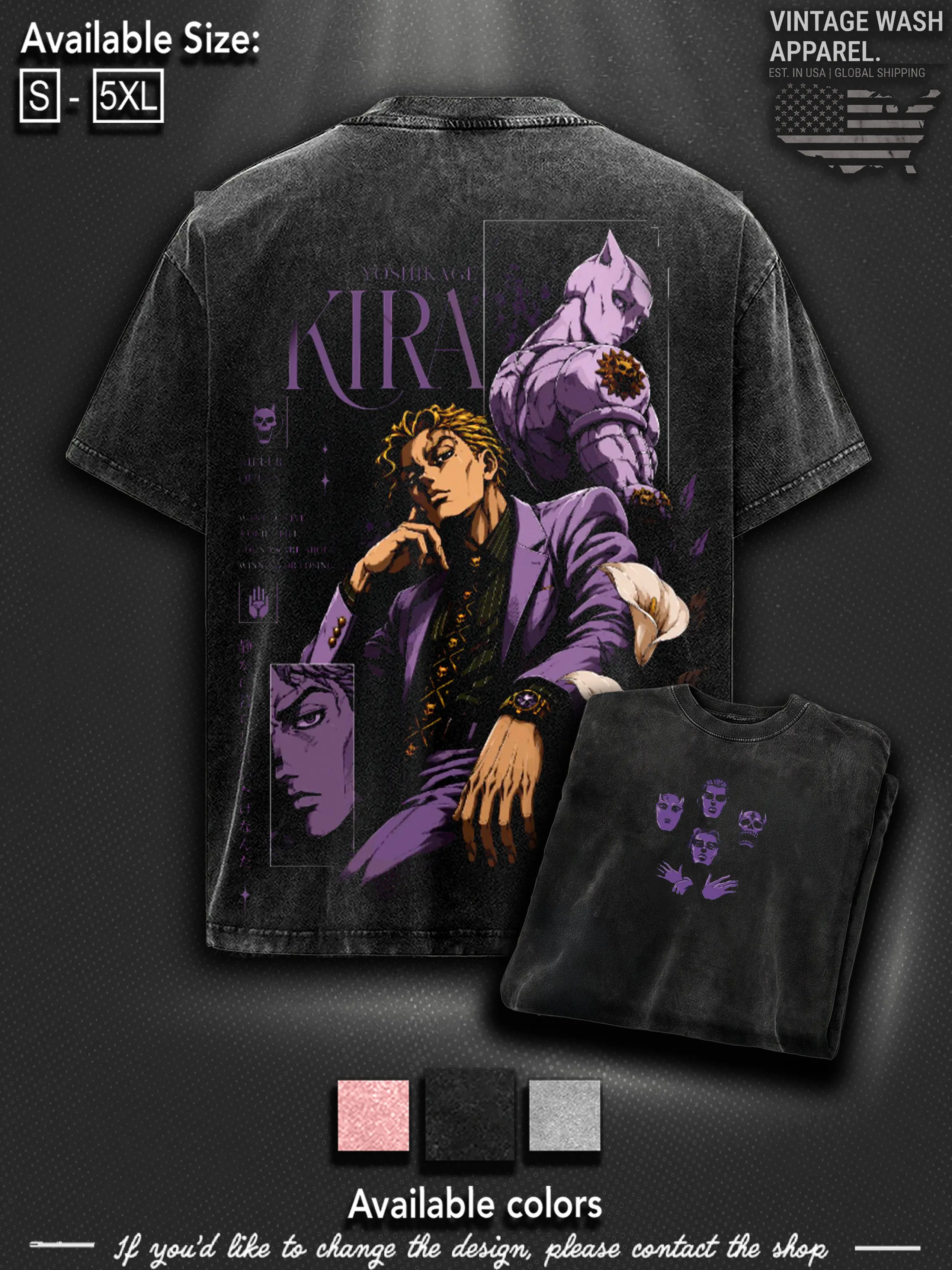 Otaku Soul - JoJo's Yoshikage Kira "Quiet Life" Shirt, Hoodies, Sweatshirt Japanese Anime 2 Print Washed JoJo Heavyweight Gift for Fans Fabric