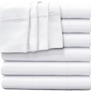 Glarea Flat Sheets Only - 6 Pack Bulk White Sheets for Massage Table, Hospital Bed, Home, Air Bnb Essentials, Dorm Decorations- Made of Microfiber Fabric for Soft Feel