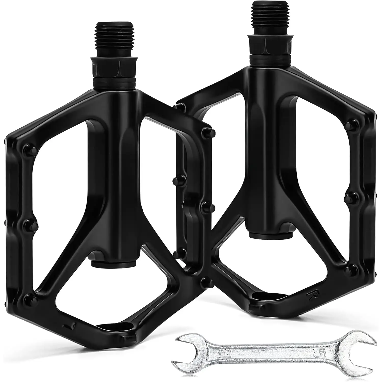 Pedals of 9/16 Inch, Professional Mountain and Road  Flat Pedal with 2 Sealed Bearings, Wide Paltform and Lightweight of Bicycle Pedals, Come with Pedal Wrench 1 count