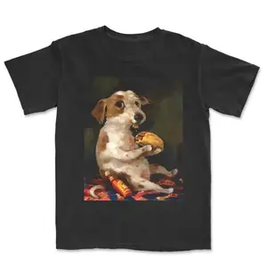 Dog Chill With Taco Vintage T-shirt, Funny Meme Graphic 100% Cotton Tee, Gifts For Dog Lover Unisex