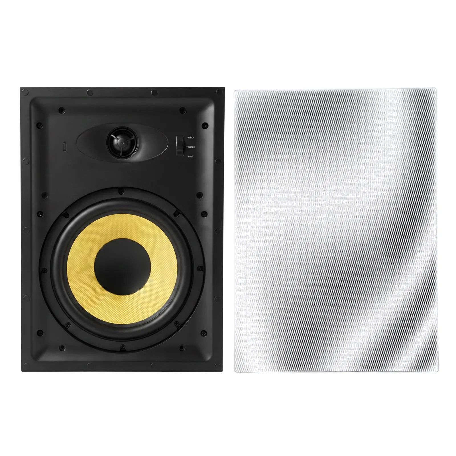 【Summerfinds】VEVOR 8" Wall Mount 2-Way In-Wall Hi-Fi Sound Audio Speakers, 1 Pair Rectangular Sound System, 200W Peak Loud Bass, Paintable Grille, for Damp Indoor Spaces (Bath, Bedrooms), Hifi Sound Audio
