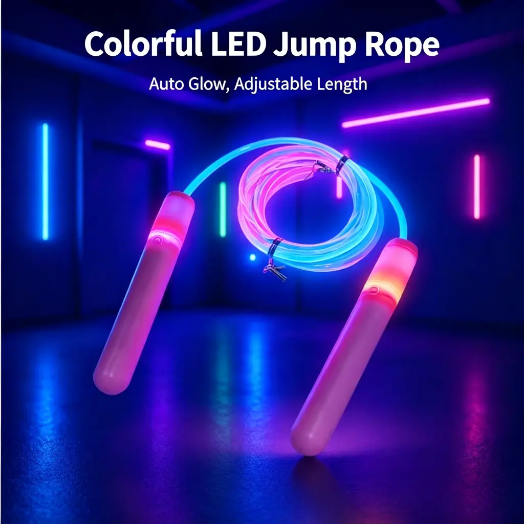 Glow in the Dark LED Jump Rope for Adults & Kids | Adjustable Fitness Rope The Ultimate Midnight Cardio Light Show