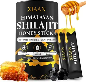 30 Sticks for Energy Boost & Immune Support, 85+ Trace Minerals, 75%+ Fulvic Acid Pure Himalayan Shilajit Sticks with Organic Honey, Saffron