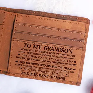 DUJO Easter Gifts 2026 for Grandson, Easter gifts from grandparents to grandchildren,Classic Cow Leather Wallet, Men's Wallet, Birthday Gift for Grandson,A graduation gift for my grandson,A back-to-school gift for my grandson.