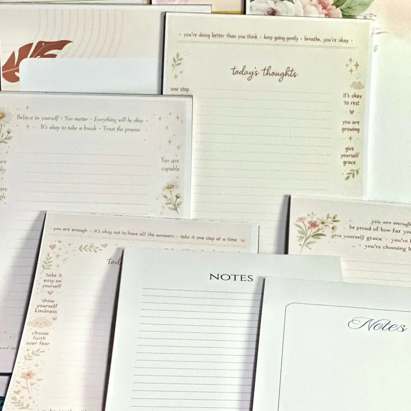 Minimalist Motivational Notepads 3-Pack (30 Tear-Off Pages Each) - Soft Paper Office Supplies, Inspiration & Encouragement Aid for Relaxation, Surprise Designs Office Stationery Pick, Self Improvement