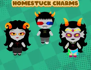Low Poly Lil Trolls (Set 2) - Aradia/Sollux/Feferi - Homestuck Acrylic Keychains - Cute Acrylic Keyrings - Kawaii Charm, Cute Acrylic Keychains for Fans & Collectors - Bag Accessories