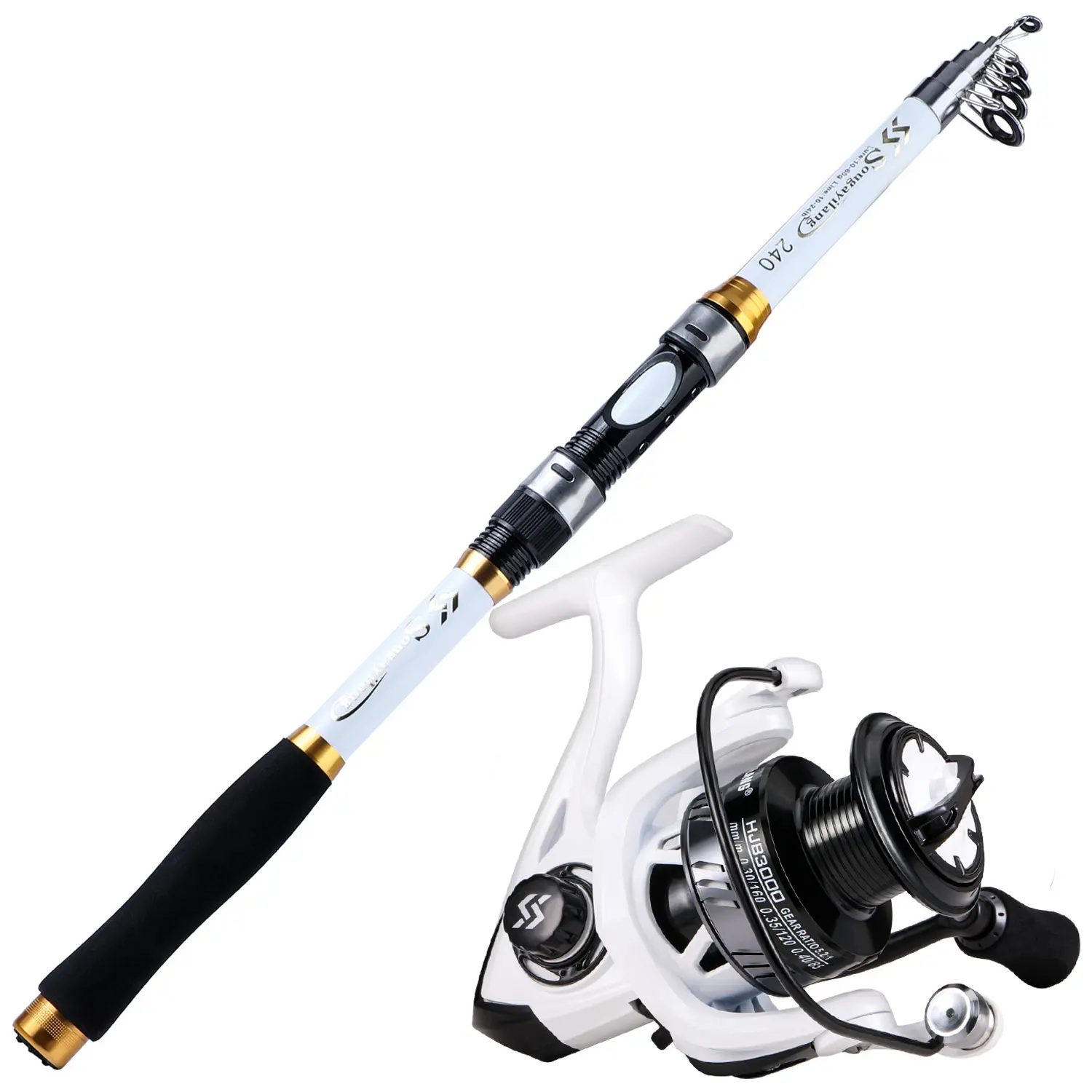 Sougayilang Spinning Rod Reel Combo - Medium-Heavy Fiberglass Telescopic Rod, Conventional Outdoor Catfish Angling Fishing Equipment