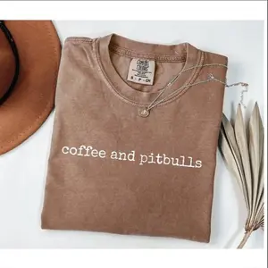 Comfort Colors Coffee and Pitbulls Graphic T-Shirt, Pit Mom Tee, Rescue Dog Lover Shirt, Gift for Her, Women's Tee