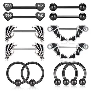 Mayhoop 14G Nipple Ring Stainless Steel Nipplerings Nipple Barbell Nipple Piercing Bar for Women Men