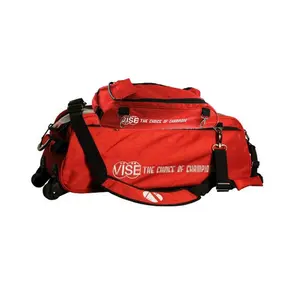 Vise Clear Top 3 Ball Tote Roller Bowling Bag with Shoe Bag- Red