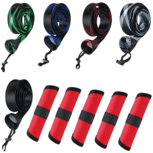 10 PCS Fishing Rod Sleeves and Lure Wrap Set for Fishing Poles Fishing Rod Sleeves Rod Cover with Lanyard for Fly Fishing Rod,Casting Fishing Rod, Sea Fishing Rod campingessentials