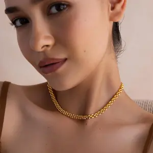 Link Strap Necklace by Caitlyn Minimalist - Chunky Gold Choker Necklace - Thick Statement Necklace - Minimalist Jewelry - Friend Gift