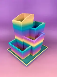 Tiered 4-Box Planter - 3D Printed Succulent Pot - Rainbow Gradient