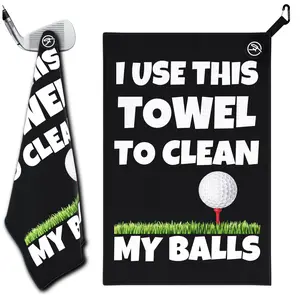 Fore Show Magnetic Golf Towel (Clean My Balls) Waffle Microfiber with Magnet for Golf Bags, Carts & Clubs - 24” x 16” Funny Golf Gift Accessory