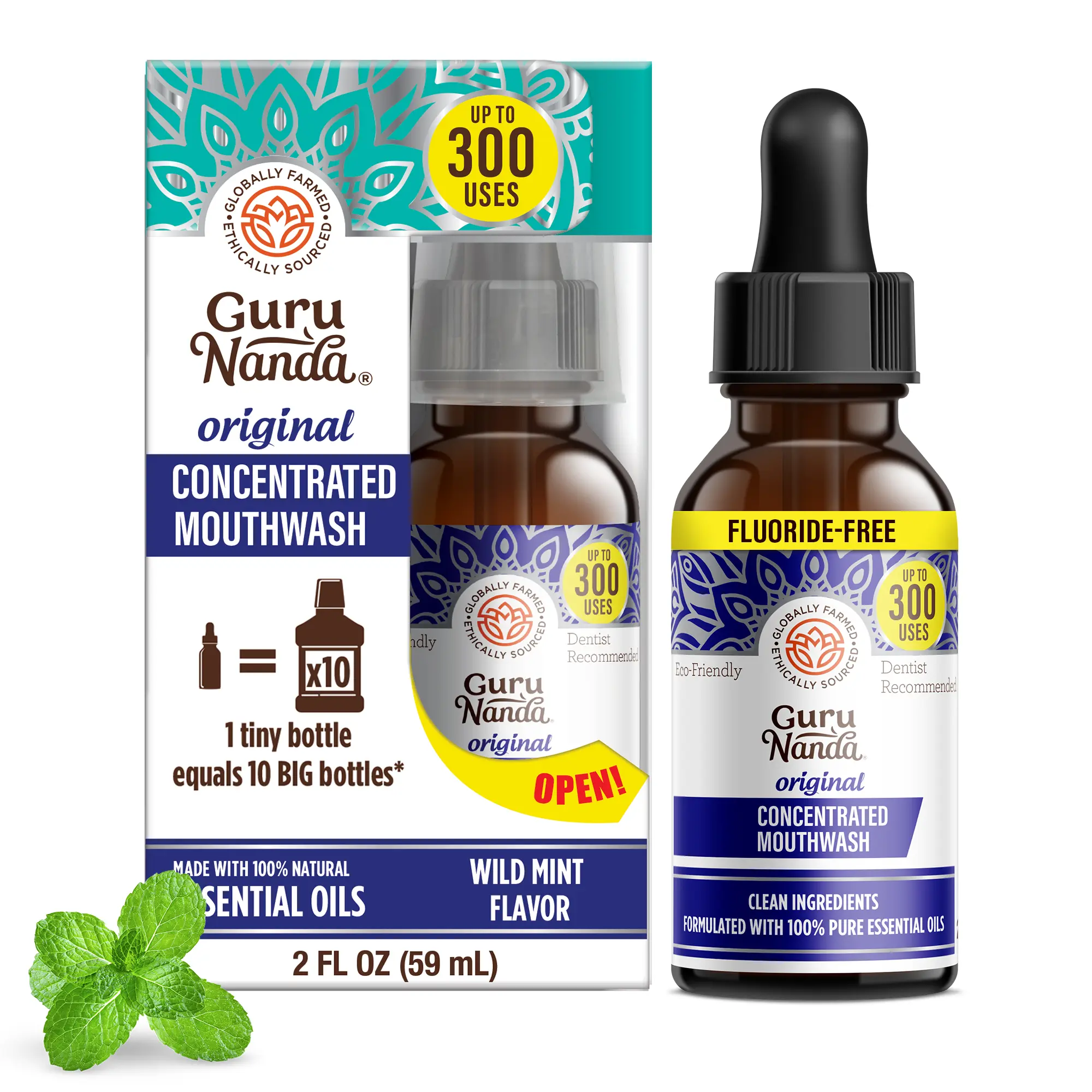 GuruNanda Concentrated Mouthwash, Fluoride-Free, Mint Mouthwash with Natural Essential Oils GuruNanda Concentrated Mouthwash, Fluoride-Free, Mint Mouthwash with Natural Essential Oils