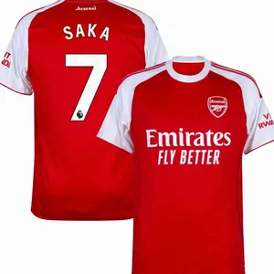 Unisex Soccer/Football Premier League Arsenal Club Saka 7 Champions League 2025/26 Home/Away Replica Jersey - Red