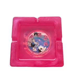 Cute pink butterflies Resin shaker  Ashtray - 4x4x1 Inches - Lighter- Accessories-trinkets  Original by Mudita