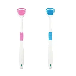 2pcs Tongue Brush Set with Scrapers for Effective Oral Hygiene Blue Orange Red Multi-Pack BPA Free Ergonomic Design Oral Cleanser Cleansing Daily Gift Evening