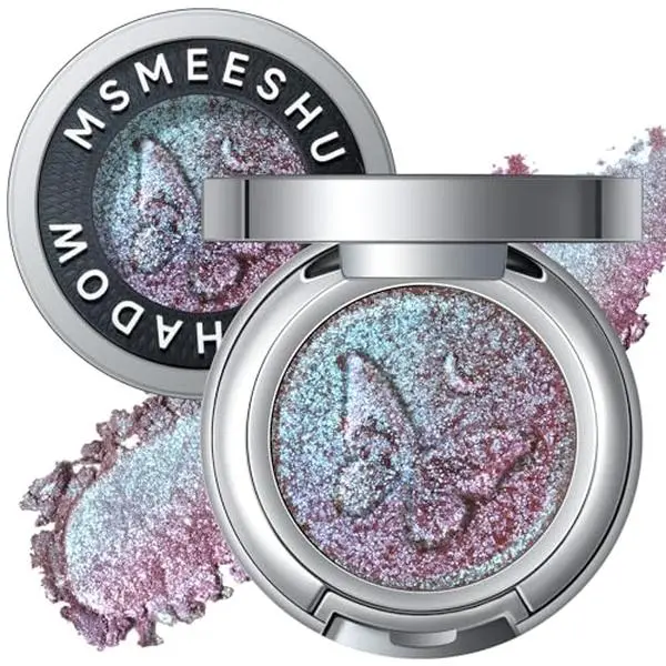 Noerrors Plum Blue Holographic Pigmented Glitter Eyeshadow, Duochrome Half Magic Metallic Mauve Pink Eye Shadow Palette, Waterproof Sparkly Multichrome Iridescent Shimmer sombras para ojos Makeup