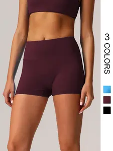 Women's Solid High Waist Gym Shorts, Elastic Waist Shorts, Casual Comfy Breathable Quick Drying Skinny Shorts for Yoga Gym Workout Running, Ladies Sportswear for All Seasons