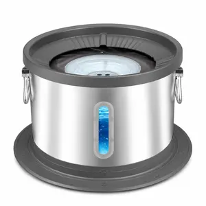 UPSKY 14L No Spill Dog Water Bowl, Stainless Steel Spill Proof Dog Bowl with Water Window, Dual-Suction Anti-Slip Large Capacity Slow Drinking Bowl with Floating Disk for Large Dogs & Messy Drinkers Slow Feeder