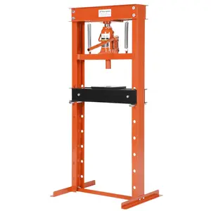 Garvee 20T Hydraulic Shop Press, H-Frame with Adjustable Height, Pneumatic Benchtop Hydraulic Shop Press with 2 Press Plates, for Garage, Workshop, Orange